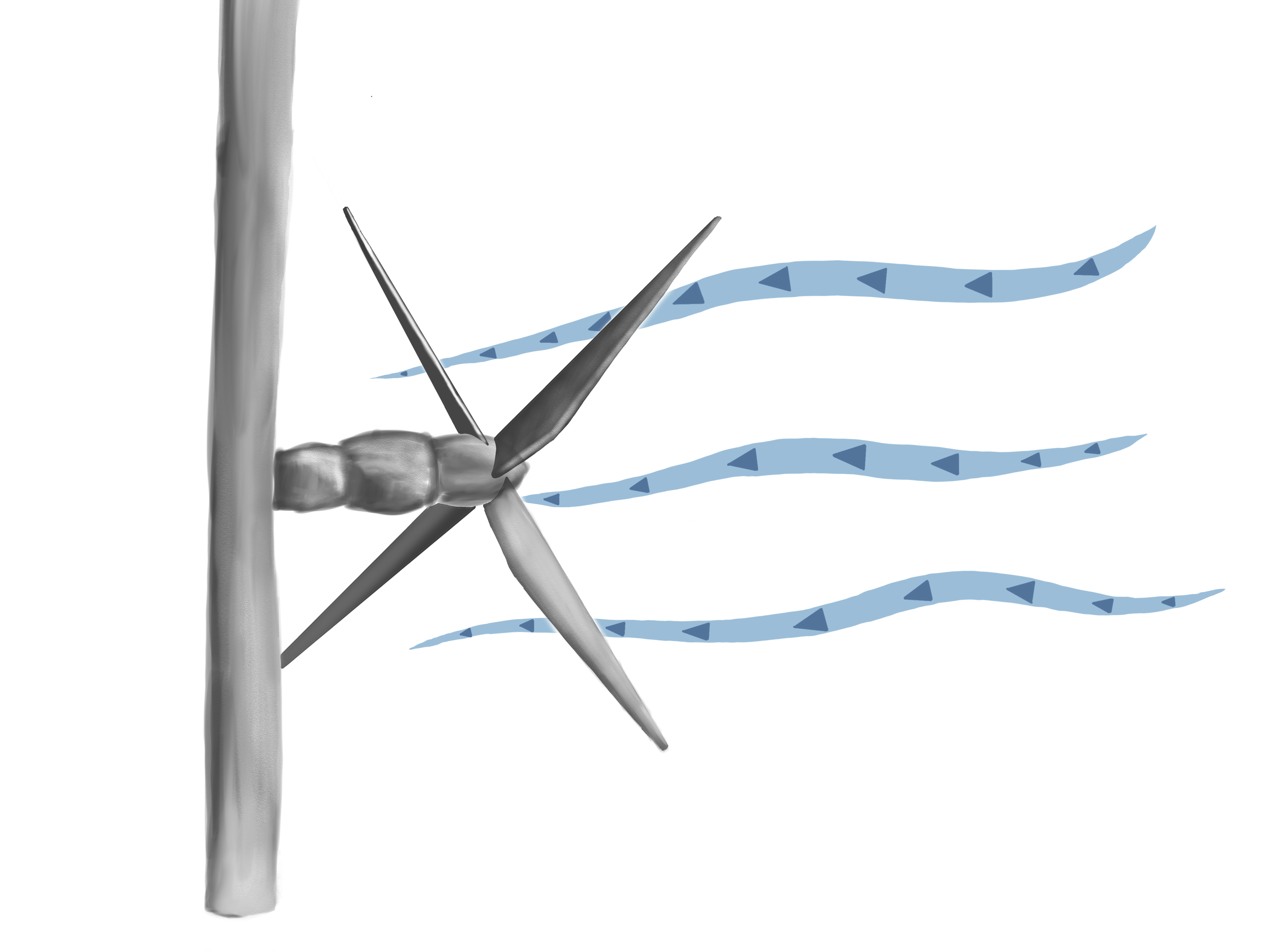 illustrated single axial flow turbine displaying how water might pass through the blades and create rotation