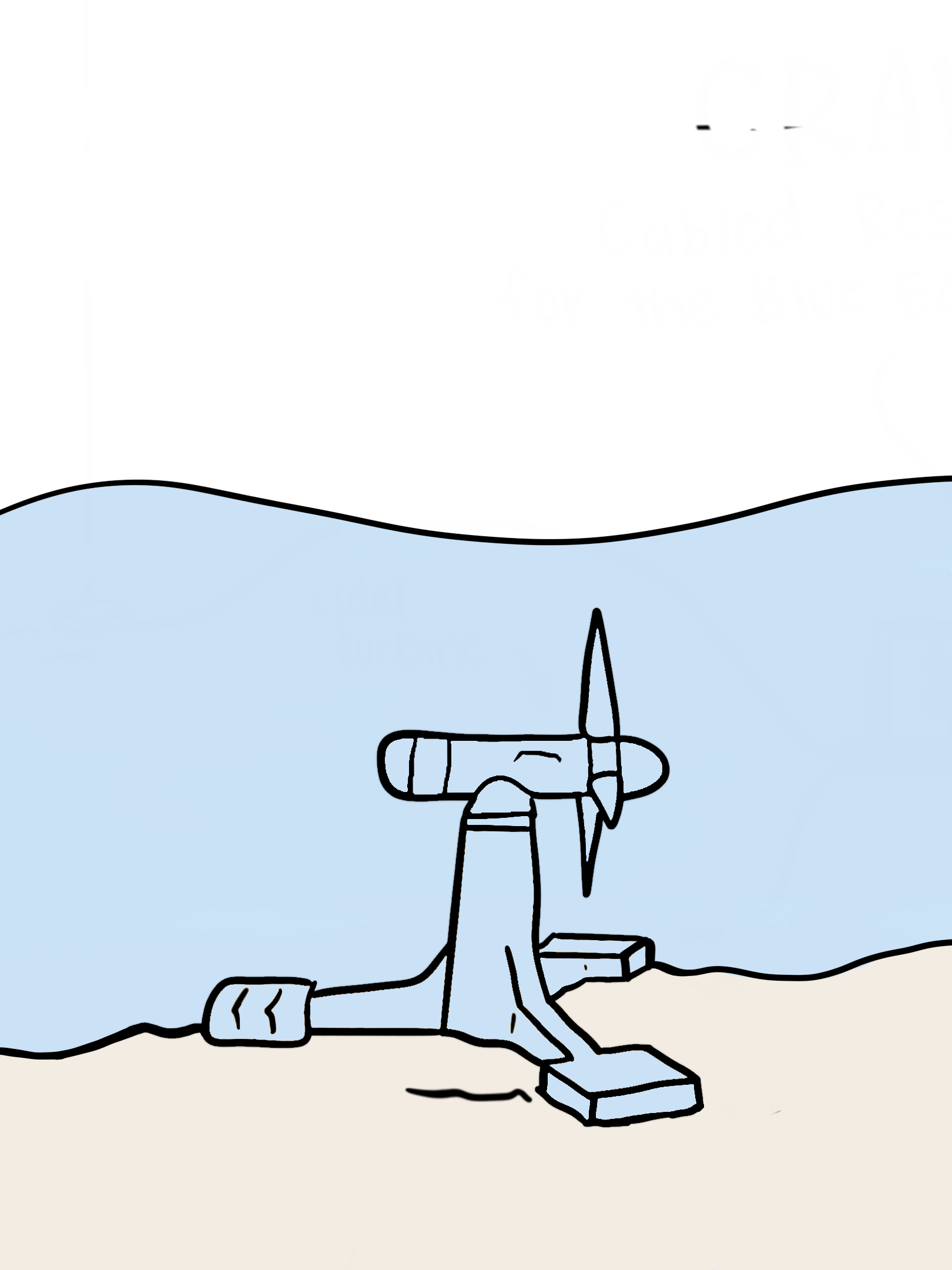 illustration of an axial flow turbine underwater