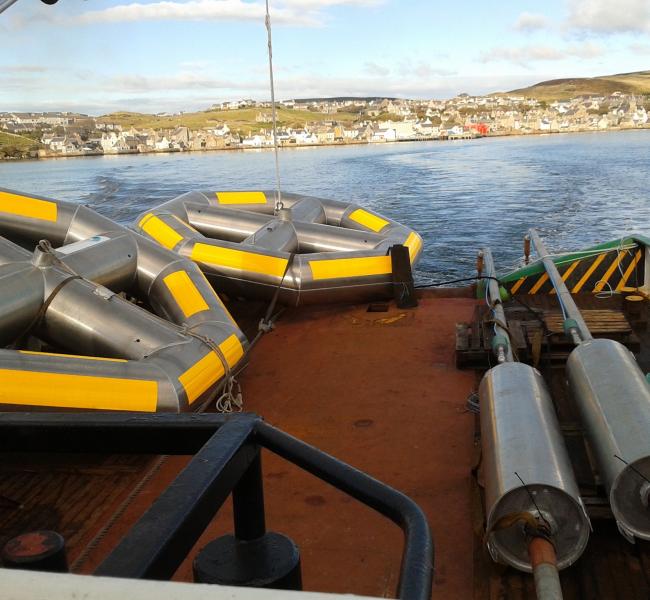 Seatricity Oceanus 1 Floats and Pumps En Route to Site From Strommness