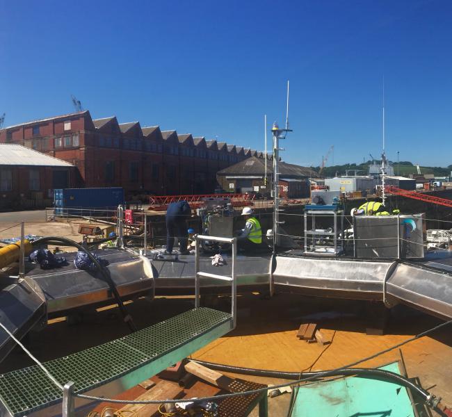 Seatricity Oceanus 2 Deck Fit Out Showing PV Array