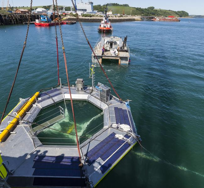 Seatricity Oceanus Enterprise Prepares to Take Ocenaus 2 Under Tow in Falmouth Harbour