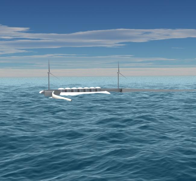 Wave Dragon Device with Wind Turbines