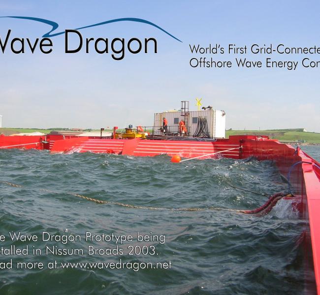 Wave Dragon Prototype in Nissum Broads with Logo