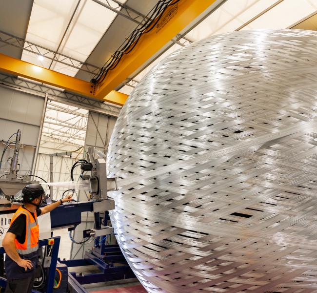 CorPower Ocean C4 Composite Hull in Mobile Factory Cell in Viana do Castelo