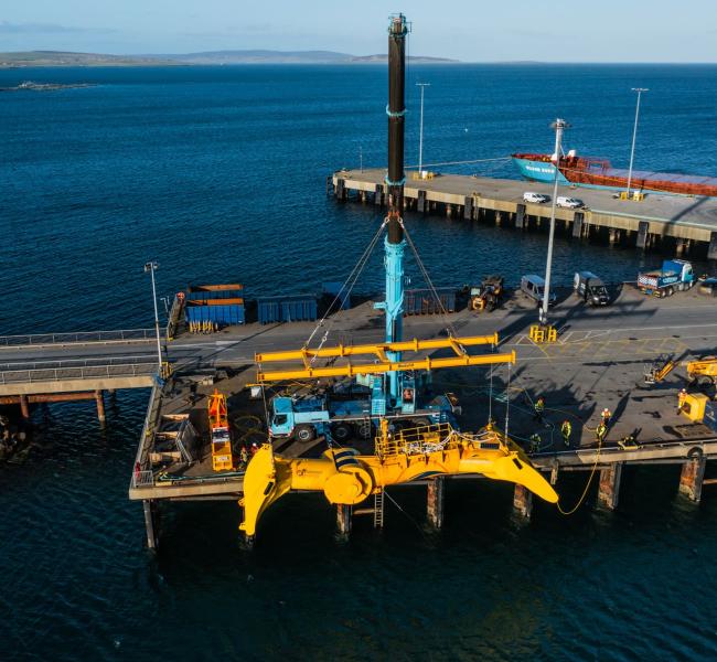 Mocean's Blue X being lowered into the water