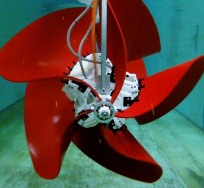 Pliant Energy Systems - 5 Fin Generator Prototype in a Tow Tank