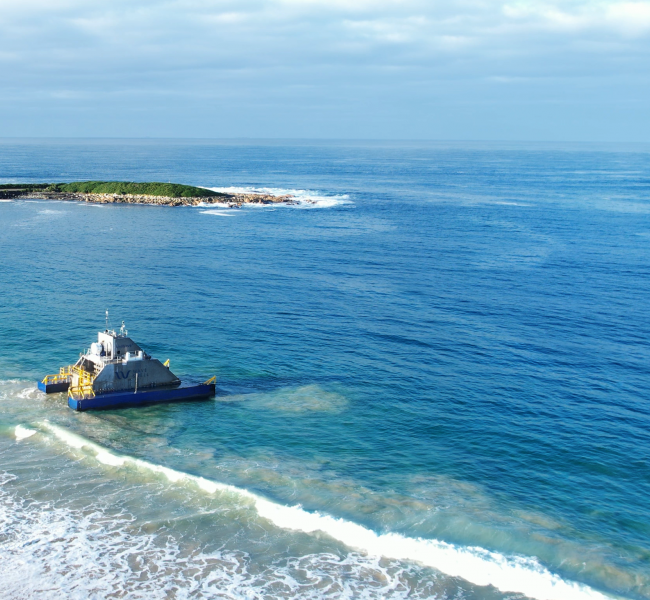 Wave Swell Energy's UniWave200 Installed at King Island (Beach Shot)