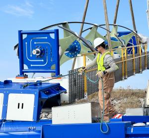 ORPC RivGen® chassis, generator and turbine lowered onto pontoons CREDIT ORPC