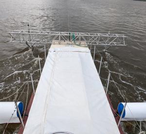 Device with covering in-water top view