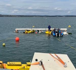 QED Naval Subhub Connected to Support Barge at Langstone